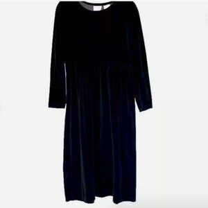 Vintage Black Velour Dress small by Erika midi Y2K gorgeous